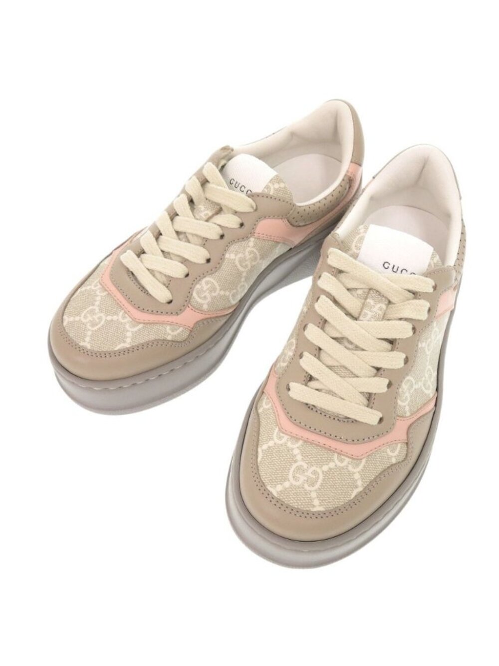 Gucci GG Sneakers Supreme Leather Beige Pink Low